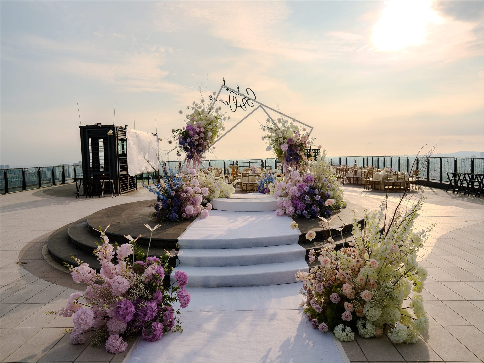 Wedding ceremony setup at W. in the Sky rooftop KL